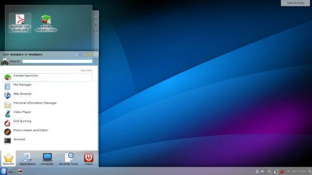 Manjaro le menu principal façon KDE