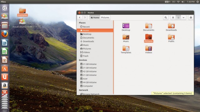 Ubuntu 13.04 fichiers