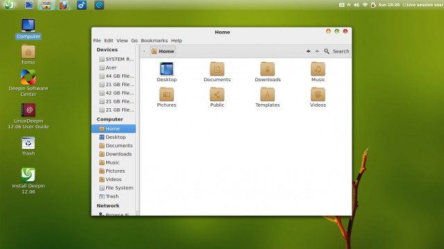 Deepin home