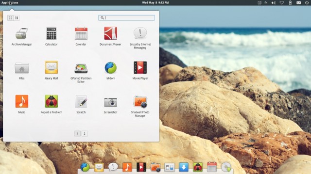 Elementary os le menu à base d'icônes