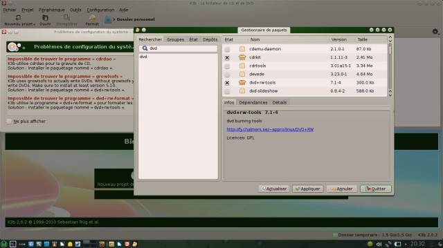 Manjaro k3b gestionnaire de paquets