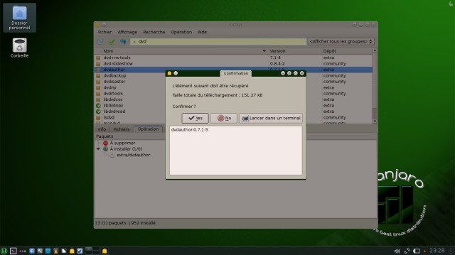 Manjaro logiciel clic sur Yes