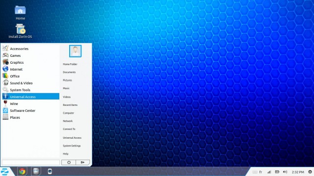 Zorin OS 7 le menu