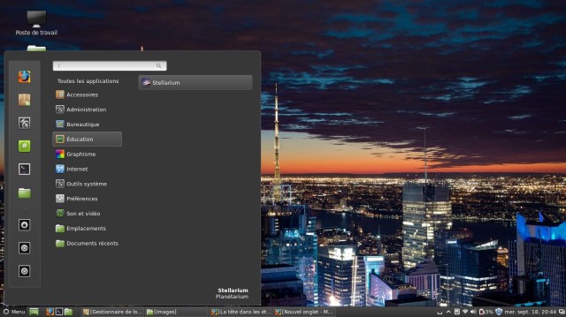 Stellarium dans le menu