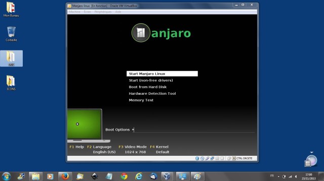 Le démarrage de Manjaro