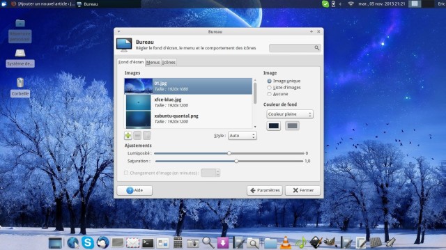 Paramétrage XFCE bureau