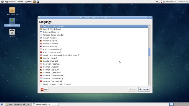 Point Linux installation