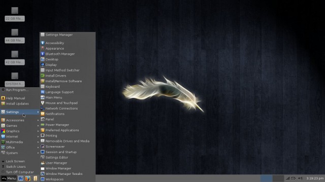 Linux Lite le menu