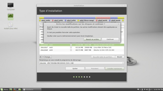 Modifications des partitions