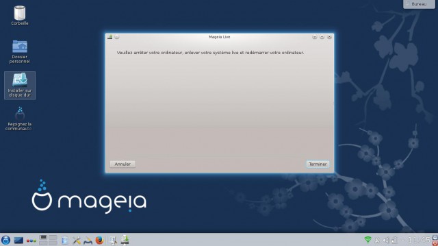 Fin d'installation de Mageia