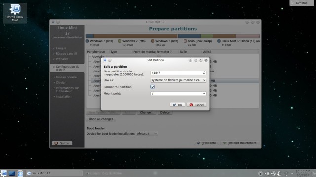 Partition pour Linux Mint