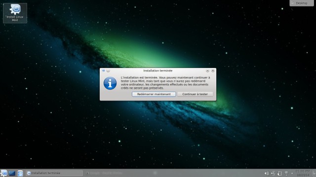 Fin d'installation Linux Mint