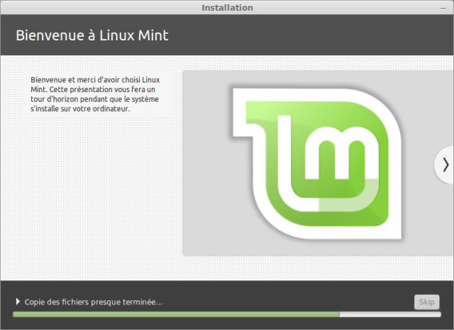 Linux Mint s'installe
