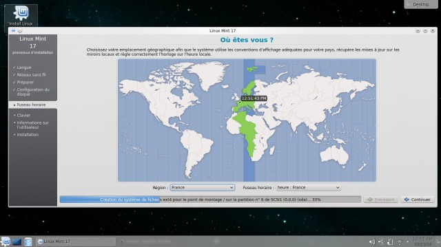 Fuseau horaire Paris Linux Mint