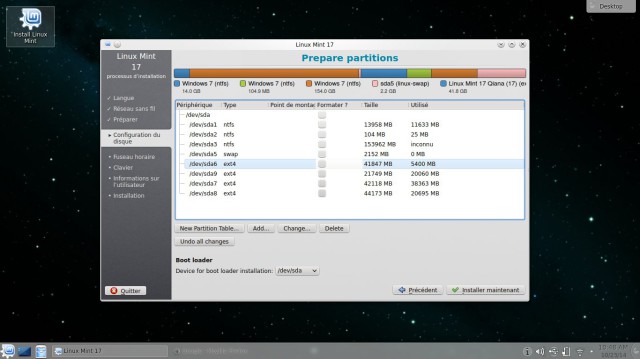 Partition pour Linux Mint