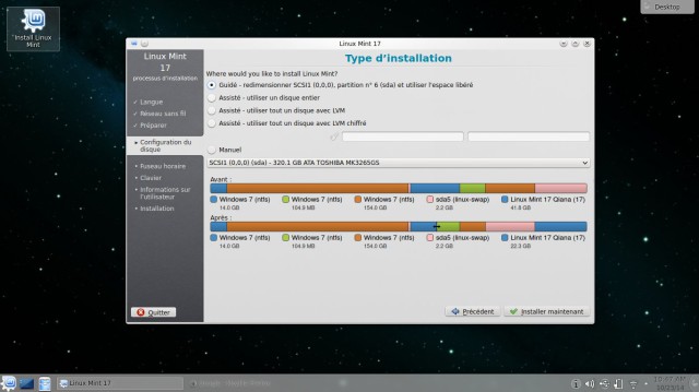 Type d'installation Linux Mint