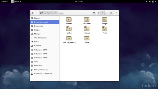 Fedora 21 vos fichiers