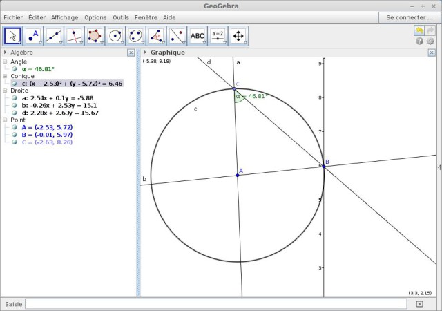 Geogebra dessin d'un cercle