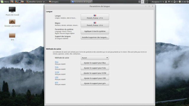 Choix langue Linux Mint