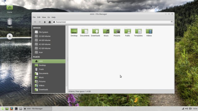 Gestionnaire de fichiers Linux Mint XFCE