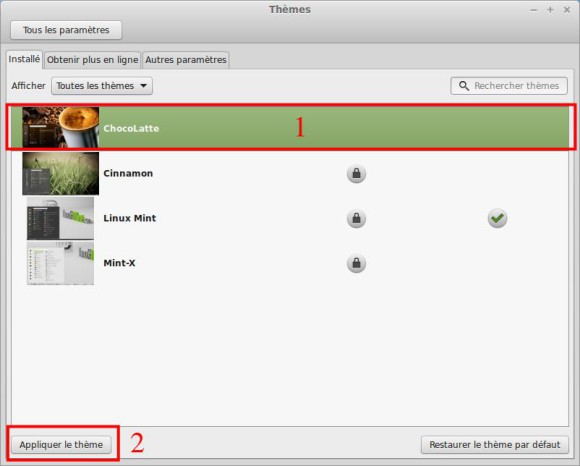 Installer le thème à Linux Mint
