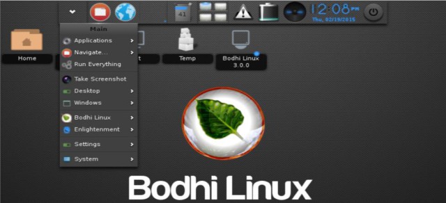 Menu Bodhi Linux