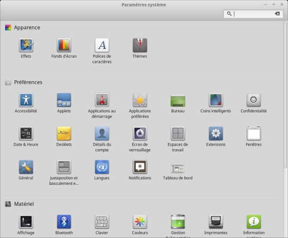 Paramètre système Linux Mint