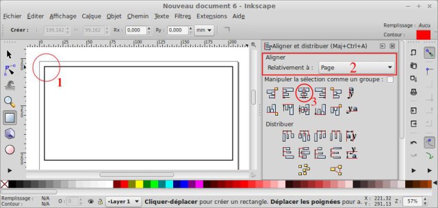 Centrer le rectangle avec Inkscape