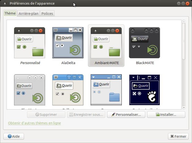 Ubuntu Mate Préférence apparence