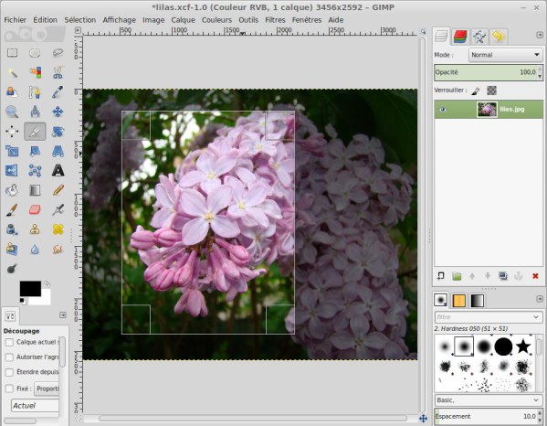 Sélection de découpage GIMP