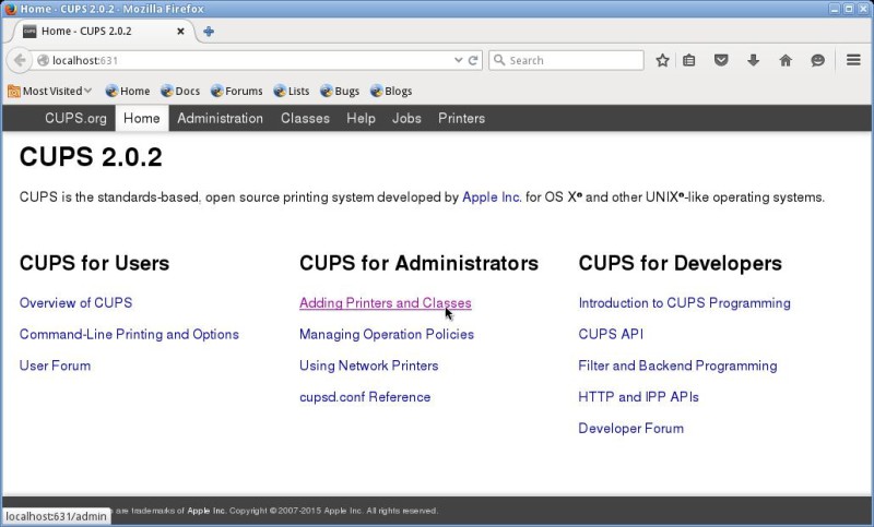 Cups sous Calculate Linux