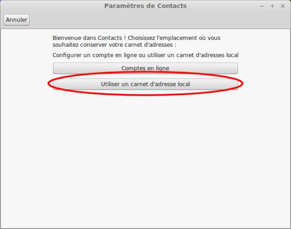 Gnome contacts carnet d'adresse local