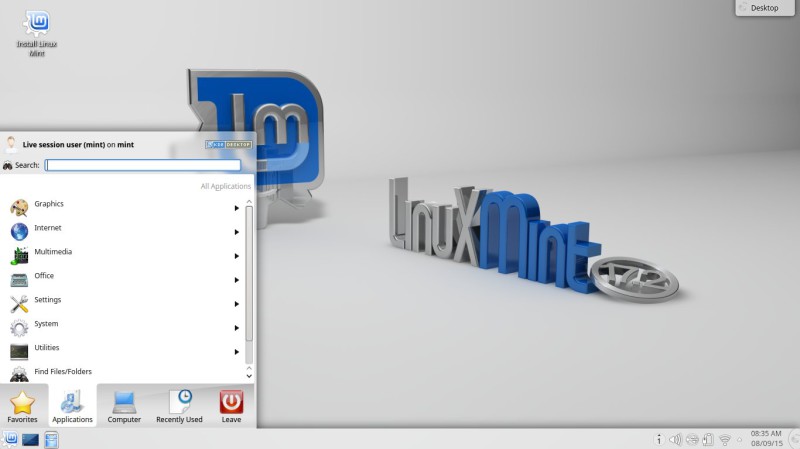 Linux Mint kde le menu