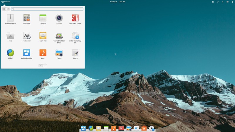 Elementaryos le menu avec des icônes