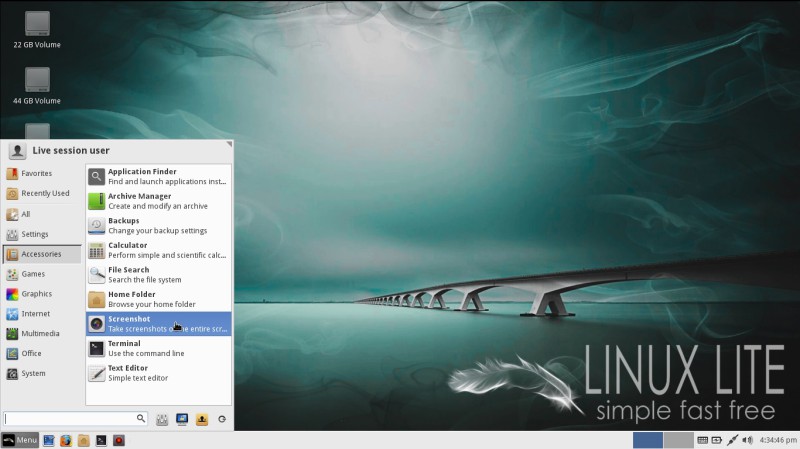 Linux lite le menu principal