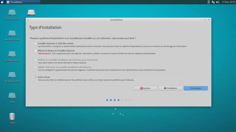 Choix d'installation Xubuntu