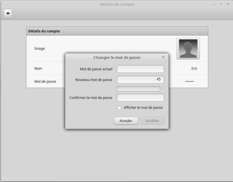 Changer le mot de passe Linux Mint