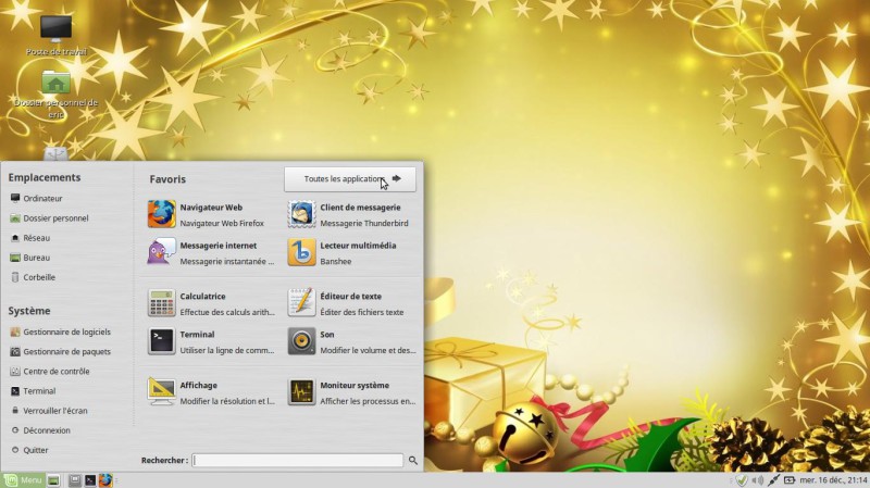 Linux Mint Mate le menu