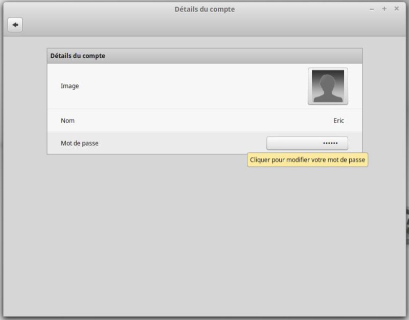 Changement de mot de  passe Linux Mint