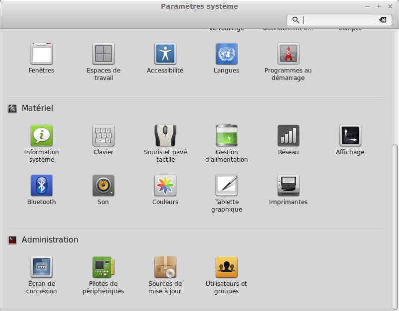 Paramètres système Linux Mint