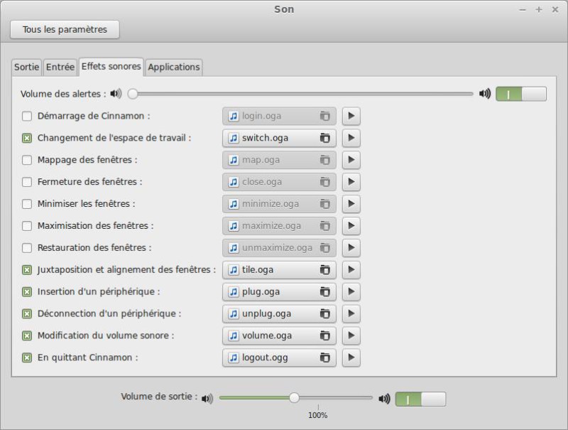 Les effets sonores sous Linux Mint