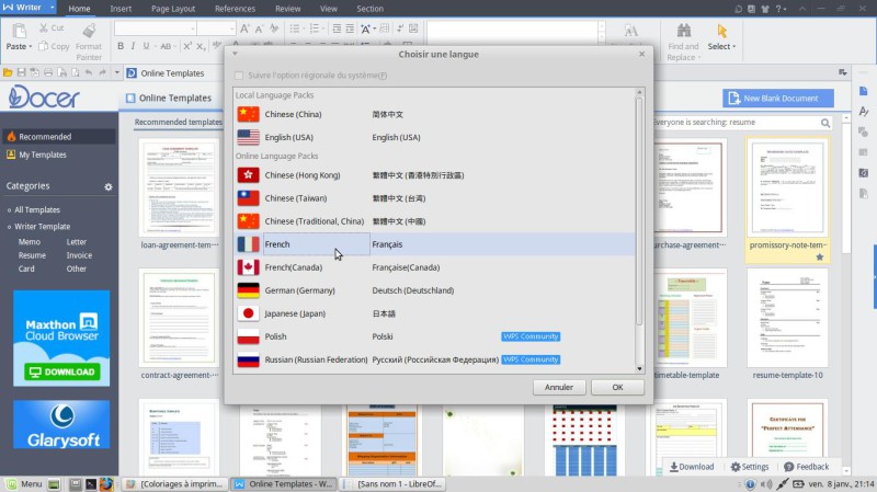 WPS suite Office en français