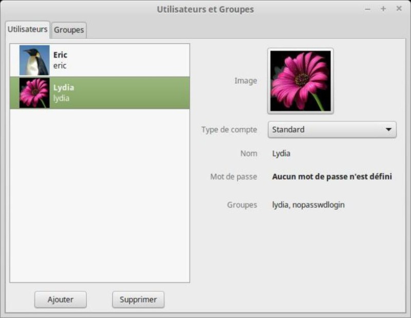 Changer l'image du compte Linux