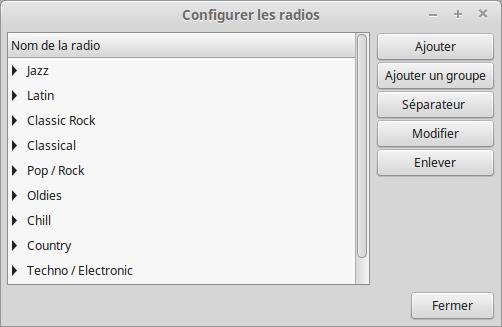 Configurer Radiotray