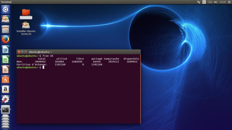 Consommation mémoire 16.04 LTS