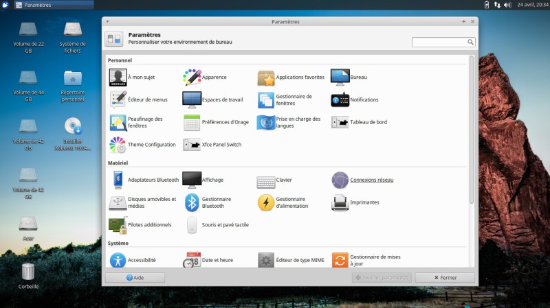 Xubuntu les paramètres