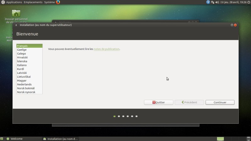 Ubuntu Mate Bienvenue