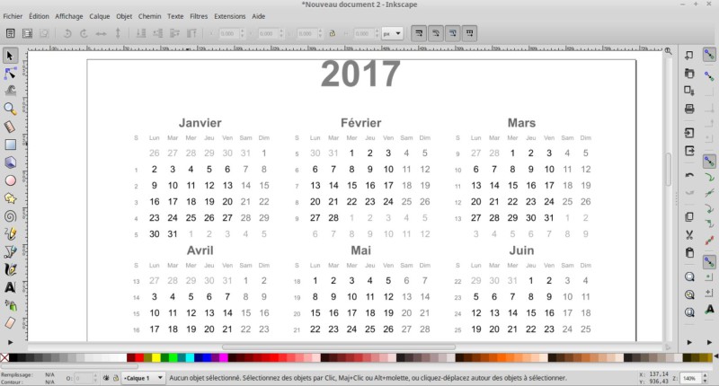 Calendrier année 2017