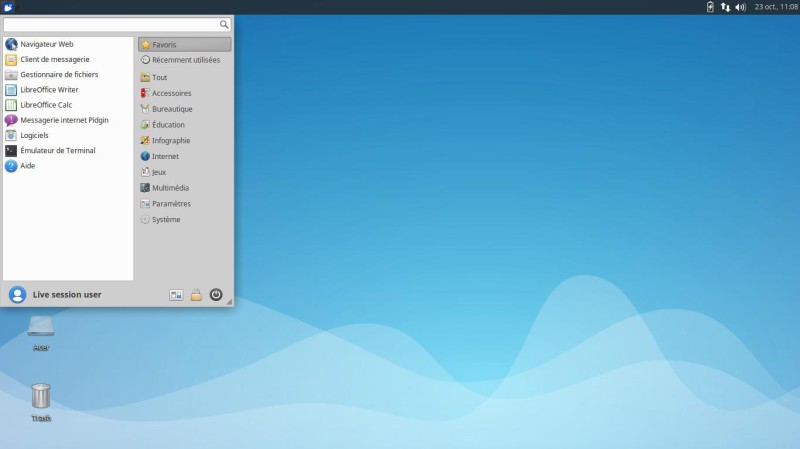 Xubuntu le menu principal