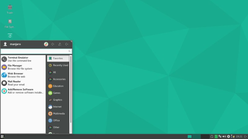 Manjaro 16.10 le menu principal